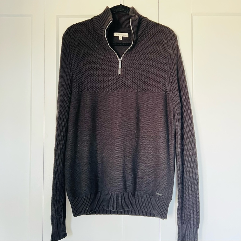 Calvin Klein Jeans Quarter Zip Knit Pullover Sweater Size Small
